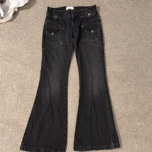 Women's Black Flare Jeans - Low Waisted